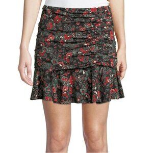 Veronica Beard 'Noon' Floral Ruched Silk Mini-Skirt, Dark Navy Multi